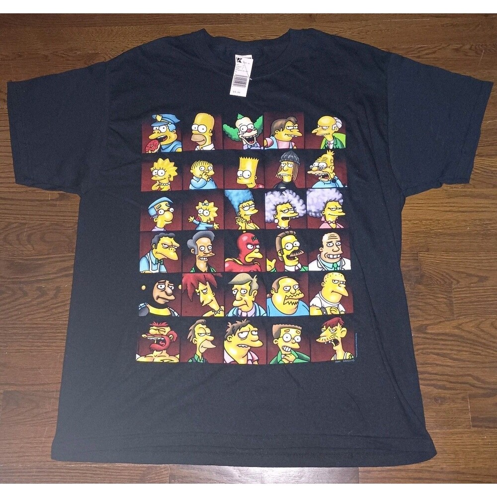 NEW Simpsons T-Shirt Mens XL 30 Character Graphic Bart Homer K-Mart Deadstock